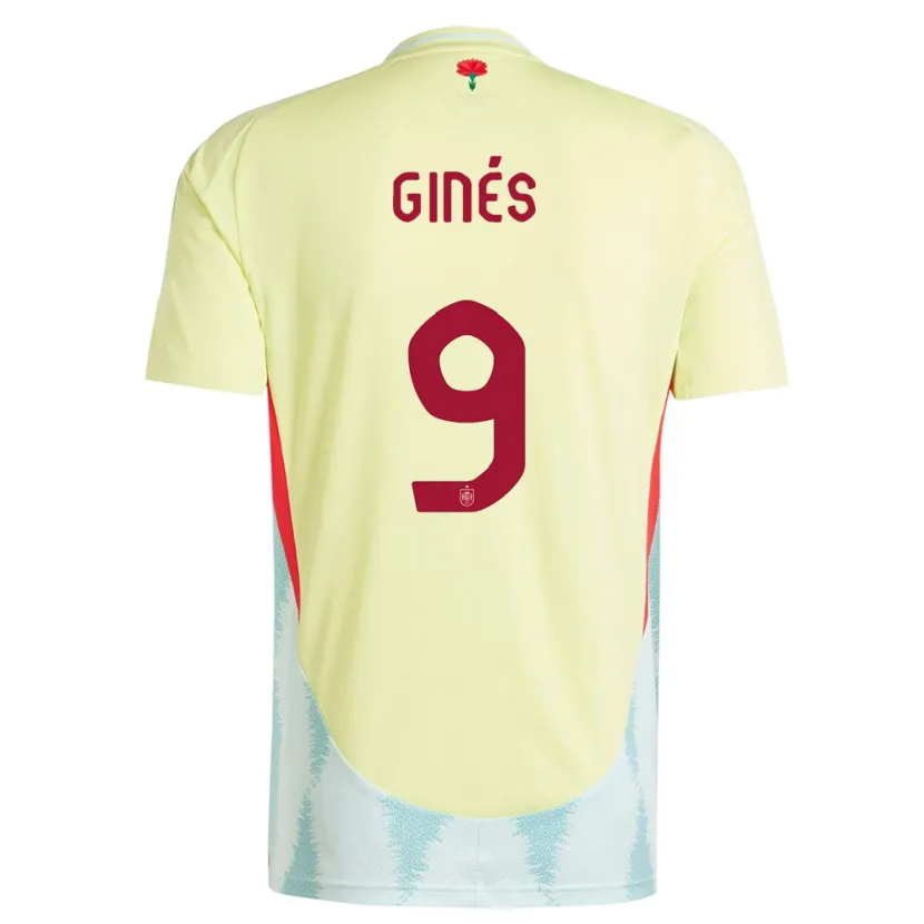 Danxen Mujer Camiseta España Alvaro Gines #9 Amarillo 2ª Equipación 24-26 La Camisa