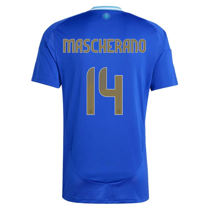 Danxen Mujer Camiseta Argentina Javier Mascherano #14 Azul 2ª Equipación 24-26 La Camisa