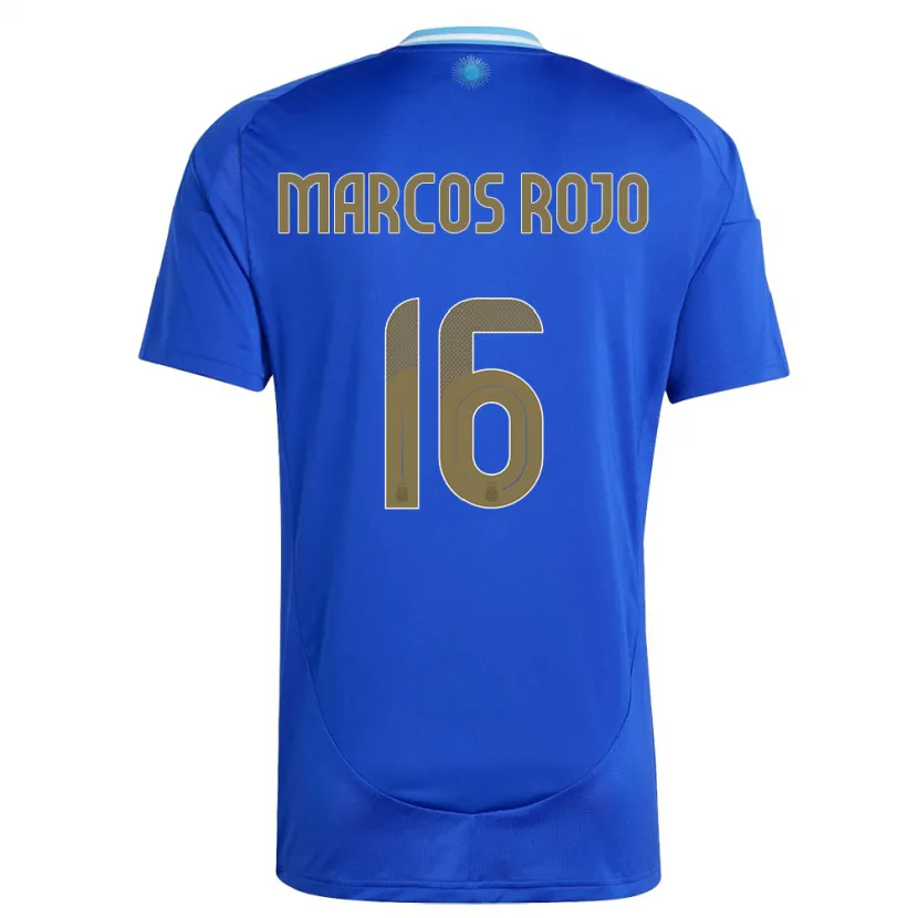 Danxen Mujer Camiseta Argentina Marcos Rojo #16 Azul 2ª Equipación 24-26 La Camisa