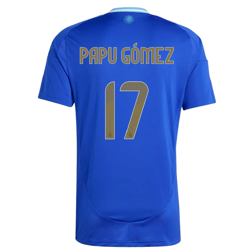 Danxen Mujer Camiseta Argentina Papu Gomez #17 Azul 2ª Equipación 24-26 La Camisa