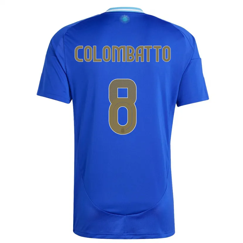 Danxen Mujer Camiseta Argentina Santiago Colombatto #8 Azul 2ª Equipación 24-26 La Camisa