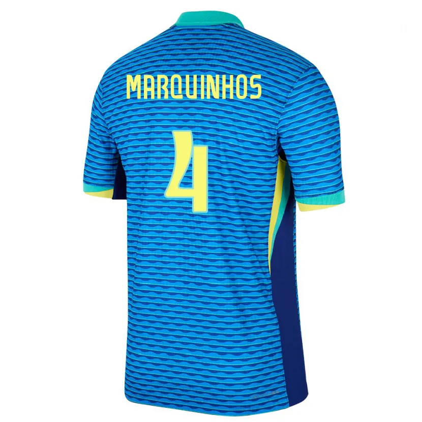 Danxen Mujer Camiseta Brasil Marquinhos #4 Azul 2ª Equipación 24-26 La Camisa