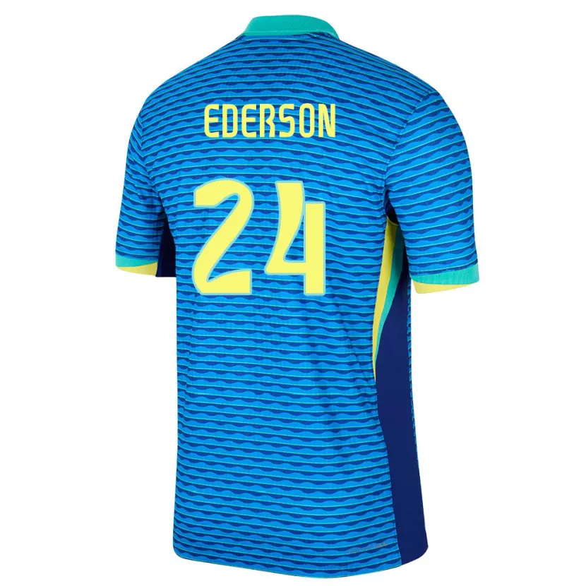 Danxen Mujer Camiseta Brasil Ederson #24 Azul 2ª Equipación 24-26 La Camisa
