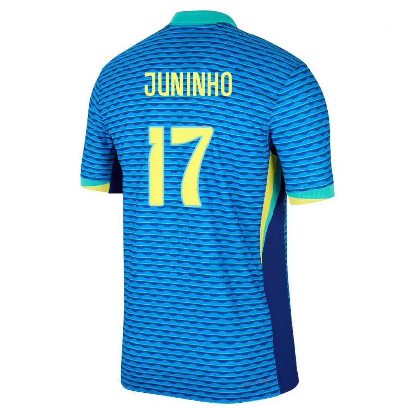 Danxen Mujer Camiseta Brasil Juninho #17 Azul 2ª Equipación 24-26 La Camisa