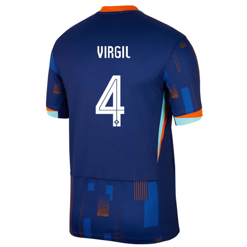 Danxen Mujer Camiseta Países Bajos Virgil Van Dijk #4 Azul 2ª Equipación 24-26 La Camisa