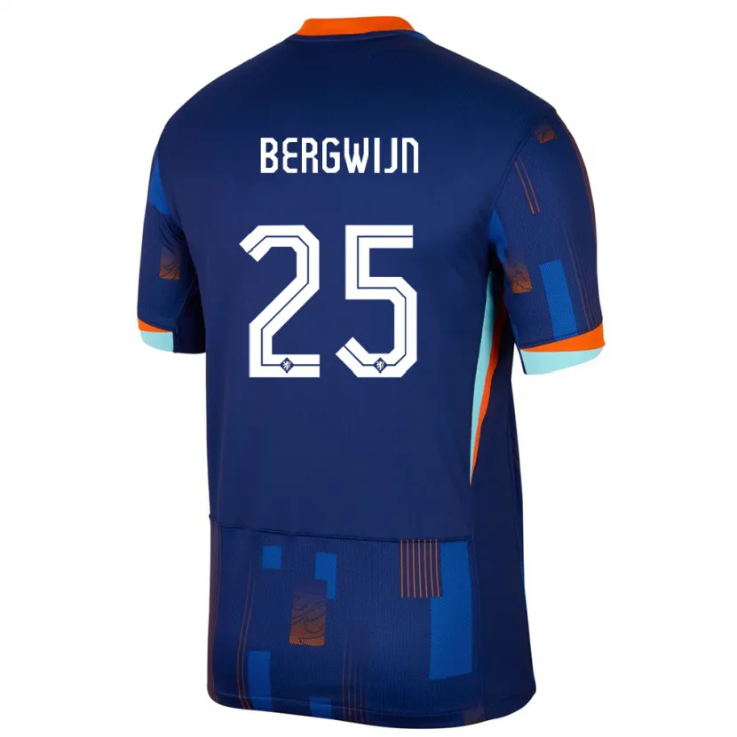 Danxen Mujer Camiseta Países Bajos Steven Bergwijn #25 Azul 2ª Equipación 24-26 La Camisa
