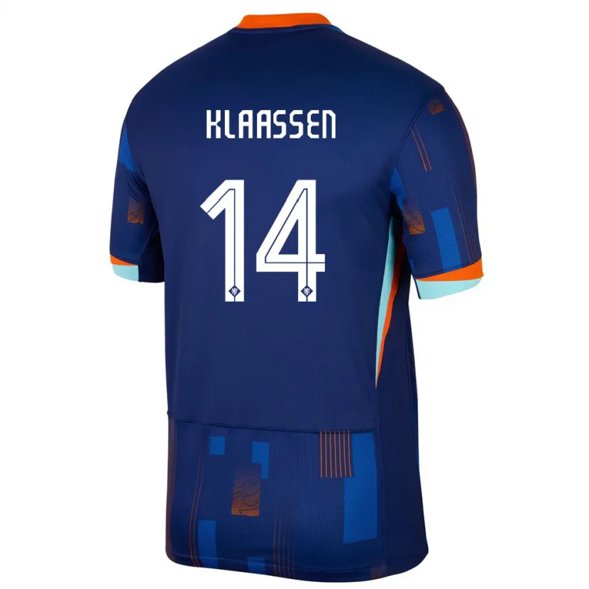 Danxen Mujer Camiseta Países Bajos Davy Klaassen #14 Azul 2ª Equipación 24-26 La Camisa