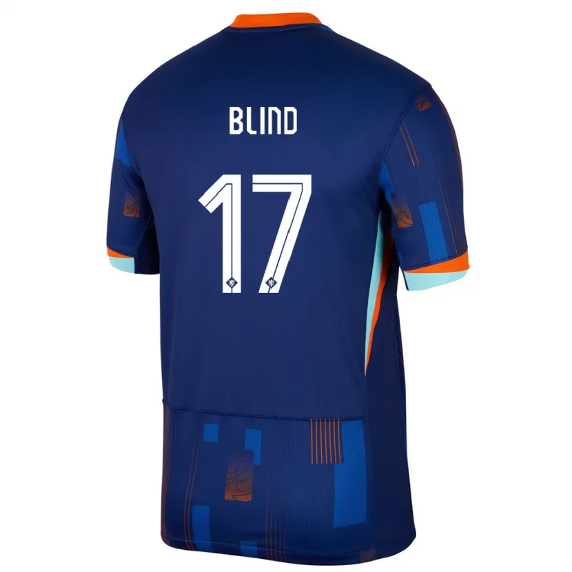 Danxen Mujer Camiseta Países Bajos Daley Blind #17 Azul 2ª Equipación 24-26 La Camisa