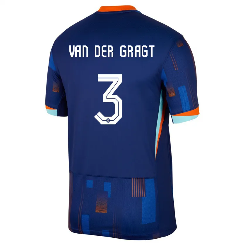 Danxen Mujer Camiseta Países Bajos Stefanie Van Der Gragt #3 Azul 2ª Equipación 24-26 La Camisa