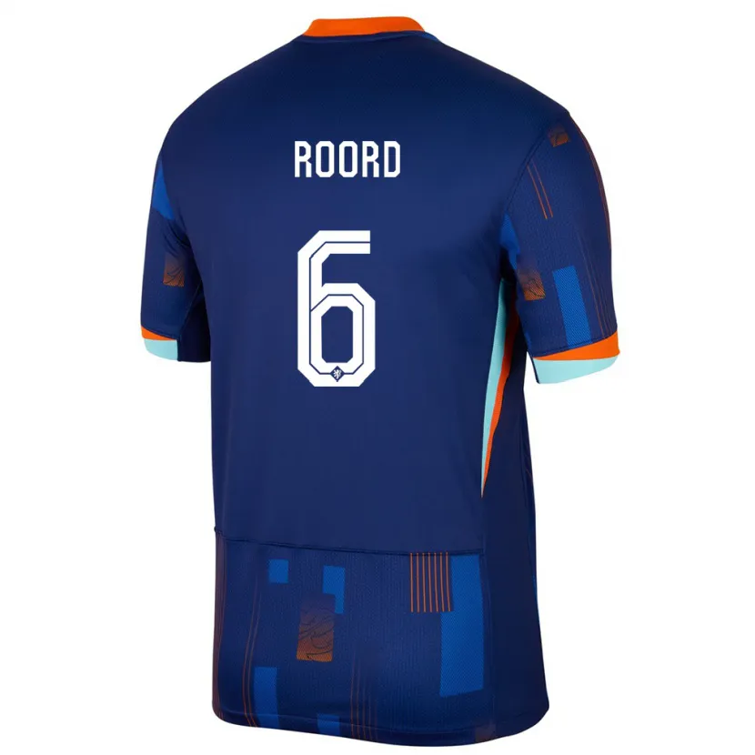 Danxen Mujer Camiseta Países Bajos Jill Roord #6 Azul 2ª Equipación 24-26 La Camisa