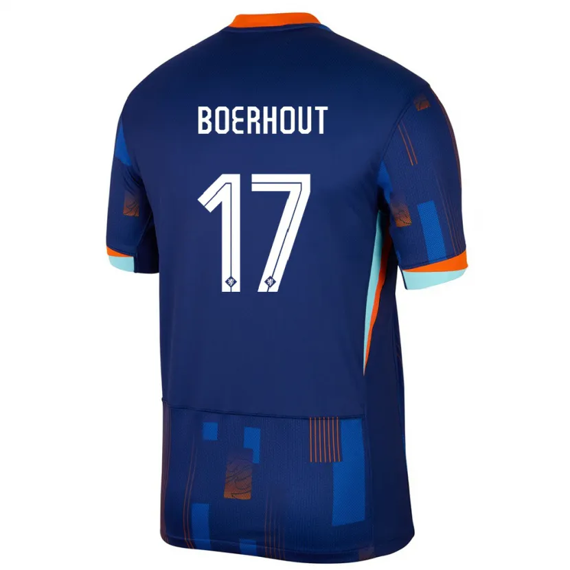 Danxen Mujer Camiseta Países Bajos Yoram Boerhout #17 Azul 2ª Equipación 24-26 La Camisa