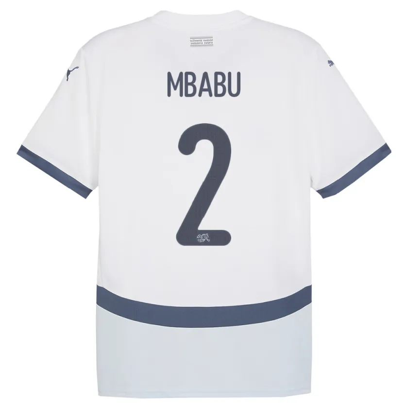 Danxen Mujer Camiseta Suiza Kevin Mbabu #2 Blanco 2ª Equipación 24-26 La Camisa