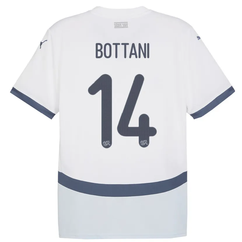 Danxen Mujer Camiseta Suiza Mattia Bottani #14 Blanco 2ª Equipación 24-26 La Camisa