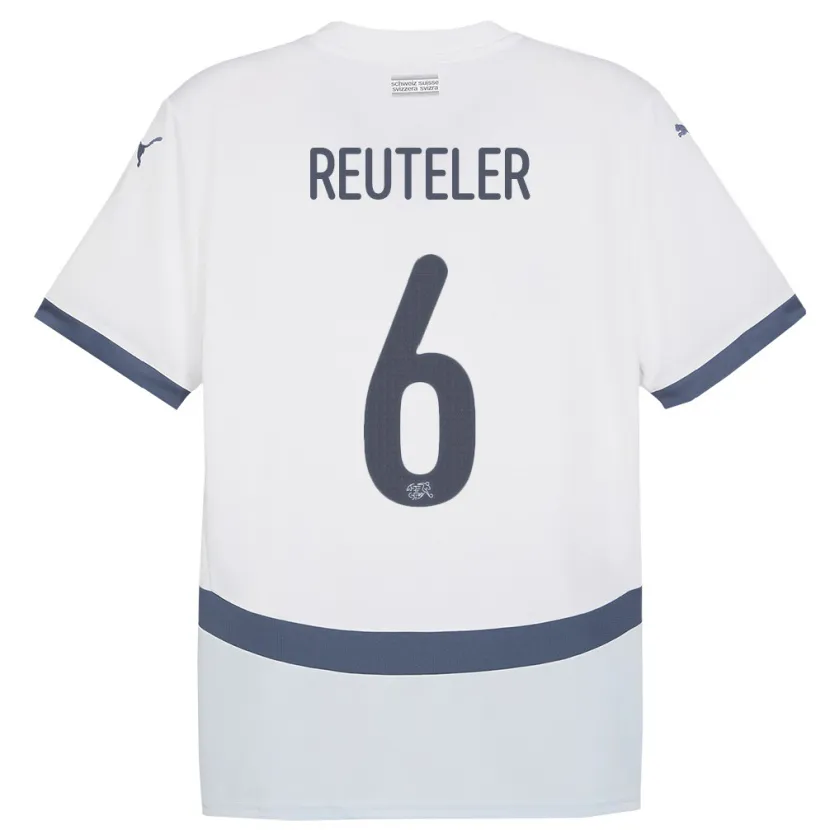 Danxen Mujer Camiseta Suiza Geraldine Reuteler #6 Blanco 2ª Equipación 24-26 La Camisa