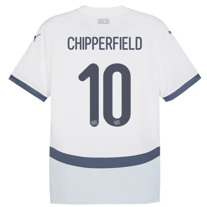 Danxen Mujer Camiseta Suiza Liam Chipperfield #10 Blanco 2ª Equipación 24-26 La Camisa