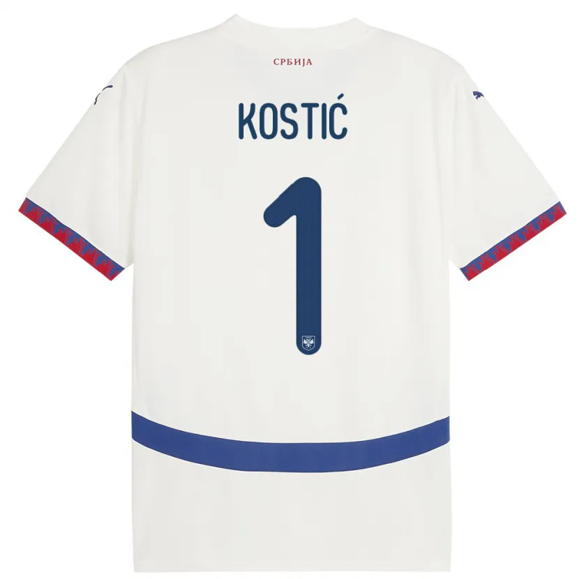 Danxen Mujer Camiseta Serbia Milica Kostic #1 Blanco 2ª Equipación 24-26 La Camisa