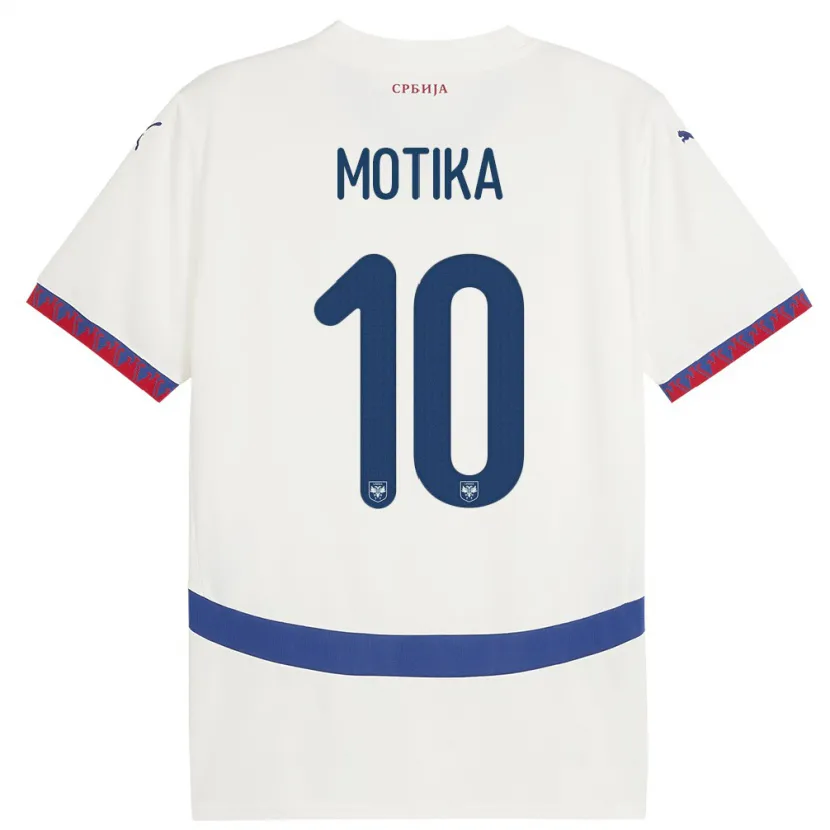 Danxen Mujer Camiseta Serbia Nemanja Motika #10 Blanco 2ª Equipación 24-26 La Camisa