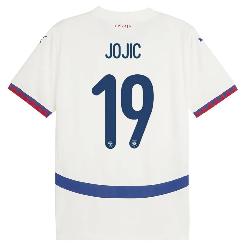 Danxen Mujer Camiseta Serbia Nikola Jojic #19 Blanco 2ª Equipación 24-26 La Camisa