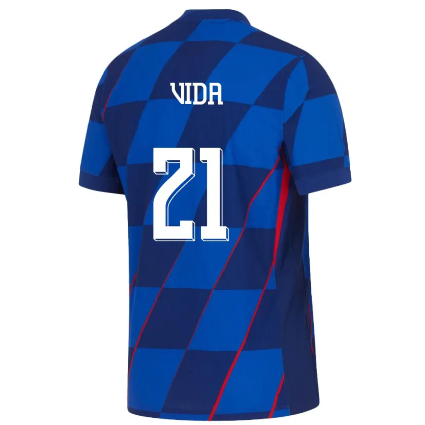 Danxen Mujer Camiseta Croacia Domagoj Vida #21 Azul 2ª Equipación 24-26 La Camisa