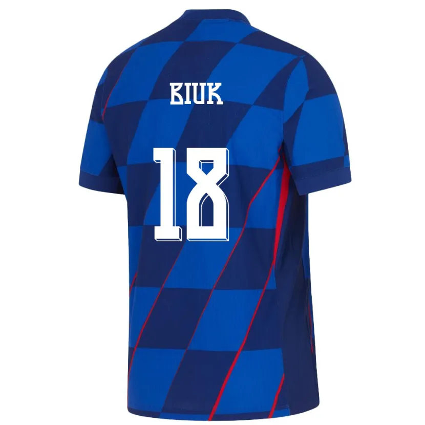 Danxen Mujer Camiseta Croacia Stipe Biuk #18 Azul 2ª Equipación 24-26 La Camisa