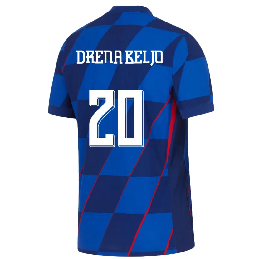 Danxen Mujer Camiseta Croacia Dion Drena Beljo #20 Azul 2ª Equipación 24-26 La Camisa