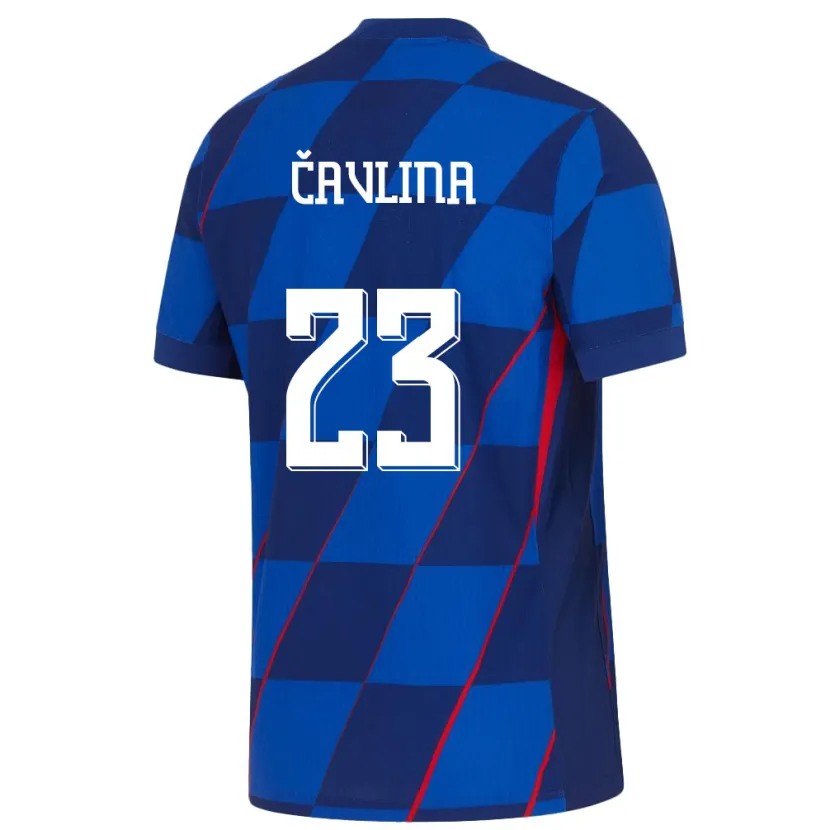 Danxen Mujer Camiseta Croacia Nikola Cavlina #23 Azul 2ª Equipación 24-26 La Camisa