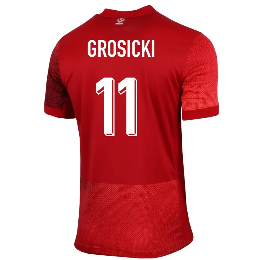 Danxen Mujer Camiseta Polonia Kamil Grosicki #11 Rojo 2ª Equipación 24-26 La Camisa