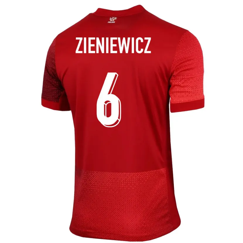 Danxen Mujer Camiseta Polonia Wiktoria Zieniewicz #6 Rojo 2ª Equipación 24-26 La Camisa