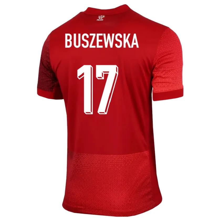 Danxen Mujer Camiseta Polonia Zofia Buszewska #17 Rojo 2ª Equipación 24-26 La Camisa