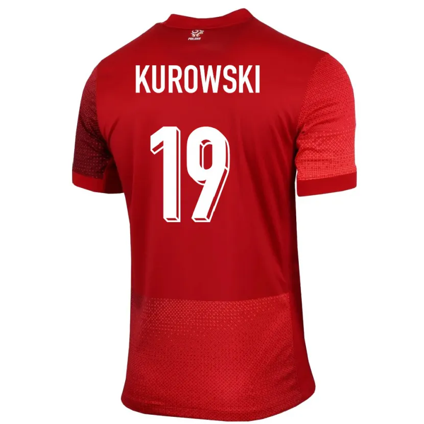Danxen Mujer Camiseta Polonia Milosz Kurowski #19 Rojo 2ª Equipación 24-26 La Camisa