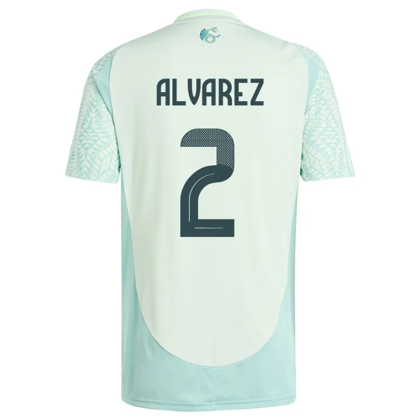 Danxen Mujer Camiseta México Kevin Alvarez #2 Lino Verde 2ª Equipación 24-26 La Camisa