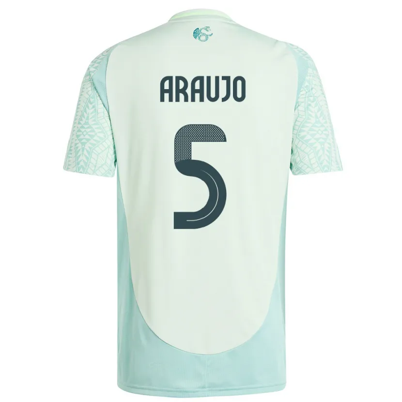 Danxen Mujer Camiseta México Julian Araujo #5 Lino Verde 2ª Equipación 24-26 La Camisa