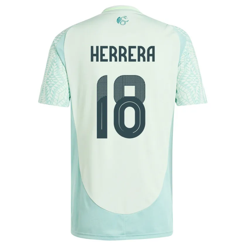 Danxen Mujer Camiseta México Ozziel Herrera #18 Lino Verde 2ª Equipación 24-26 La Camisa