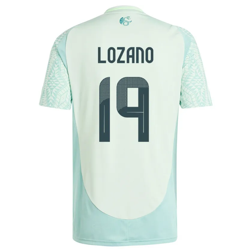 Danxen Mujer Camiseta México Esteban Lozano #19 Lino Verde 2ª Equipación 24-26 La Camisa
