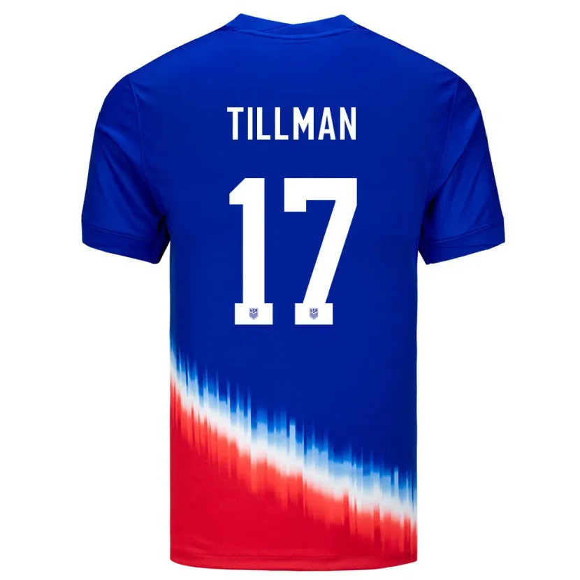 Danxen Mujer Camiseta Estados Unidos Malik Tillman #17 Azul 2ª Equipación 24-26 La Camisa
