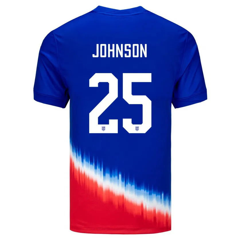 Danxen Mujer Camiseta Estados Unidos Sean Johnson #25 Azul 2ª Equipación 24-26 La Camisa