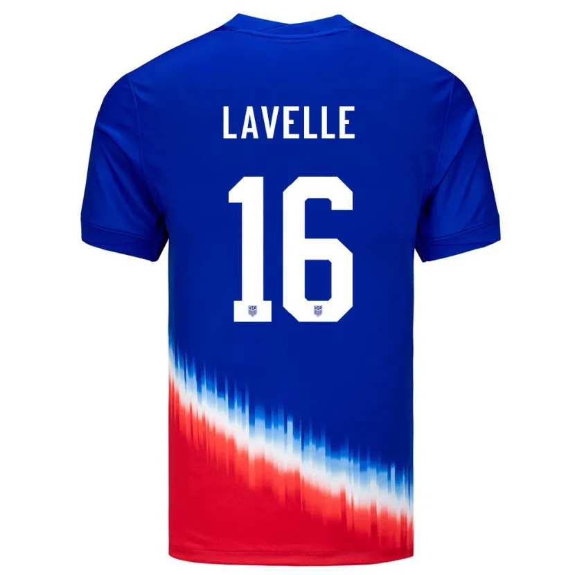 Danxen Mujer Camiseta Estados Unidos Rose Lavelle #16 Azul 2ª Equipación 24-26 La Camisa