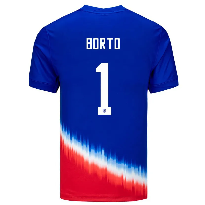 Danxen Mujer Camiseta Estados Unidos Alexander Borto #1 Azul 2ª Equipación 24-26 La Camisa