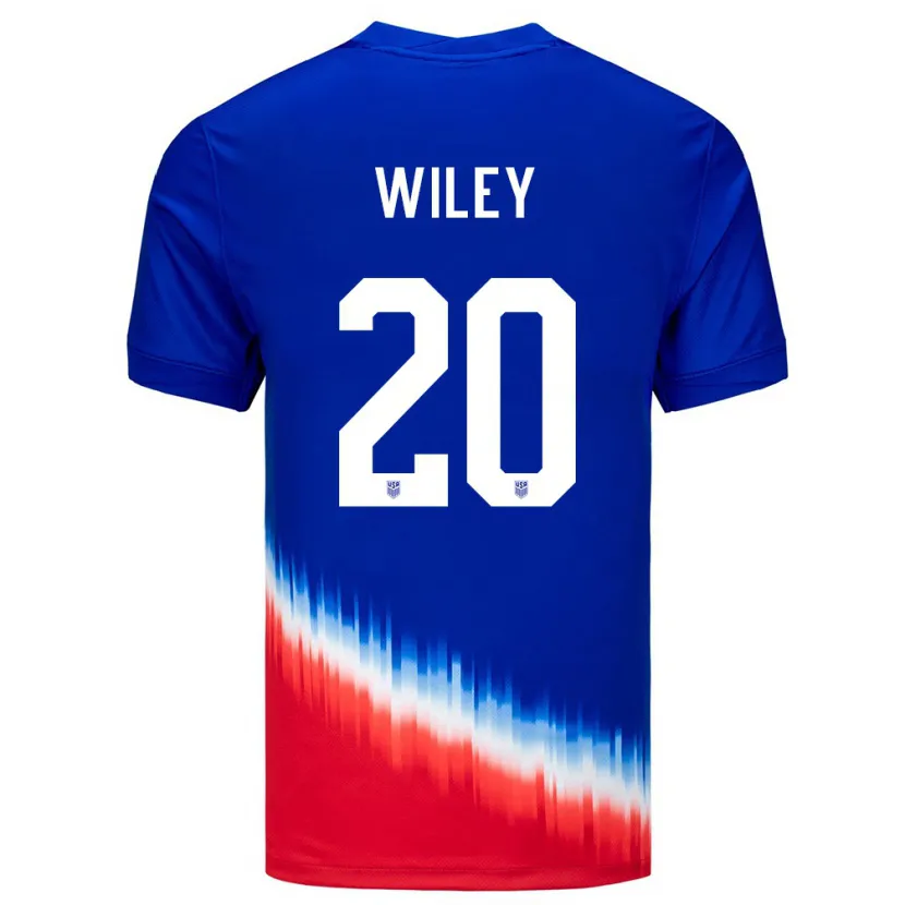 Danxen Mujer Camiseta Estados Unidos Caleb Wiley #20 Azul 2ª Equipación 24-26 La Camisa
