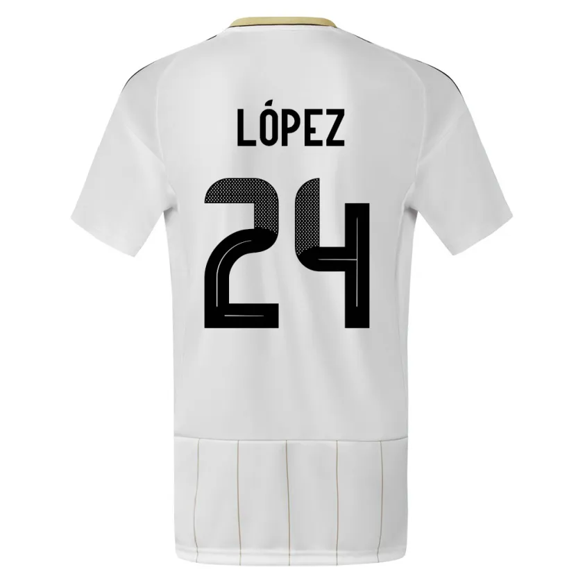 Danxen Mujer Camiseta Costa Rica Douglas Lopez #24 Blanco 2ª Equipación 24-26 La Camisa