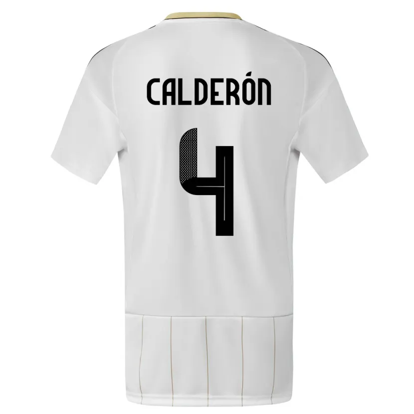 Danxen Mujer Camiseta Costa Rica Brandon Calderon #4 Blanco 2ª Equipación 24-26 La Camisa