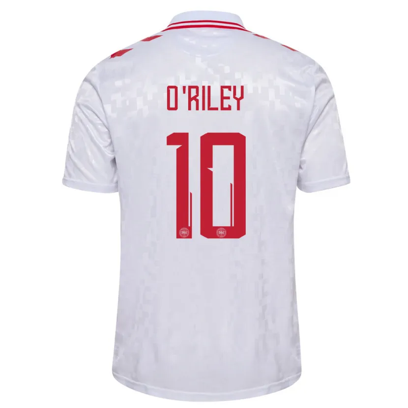 Danxen Mujer Camiseta Dinamarca Matt O'riley #10 Blanco 2ª Equipación 24-26 La Camisa