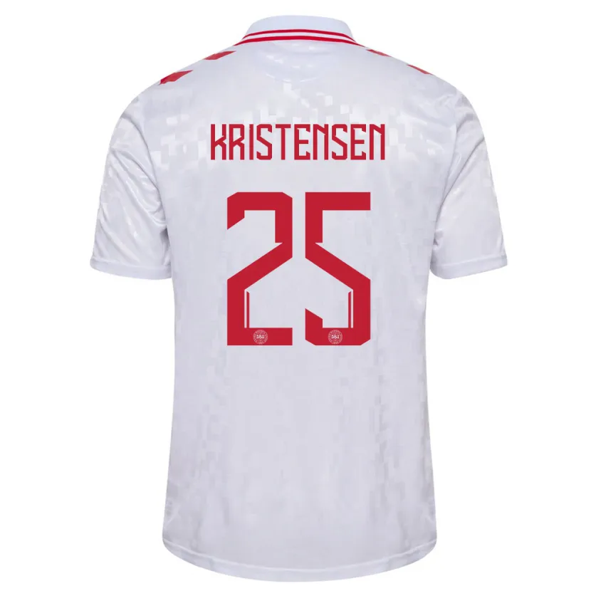 Danxen Mujer Camiseta Dinamarca Rasmus Kristensen #25 Blanco 2ª Equipación 24-26 La Camisa