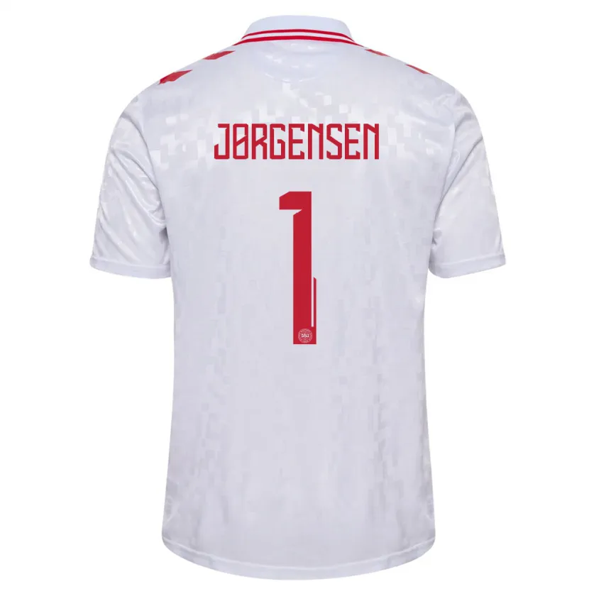 Danxen Mujer Camiseta Dinamarca Filip Jørgensen #1 Blanco 2ª Equipación 24-26 La Camisa