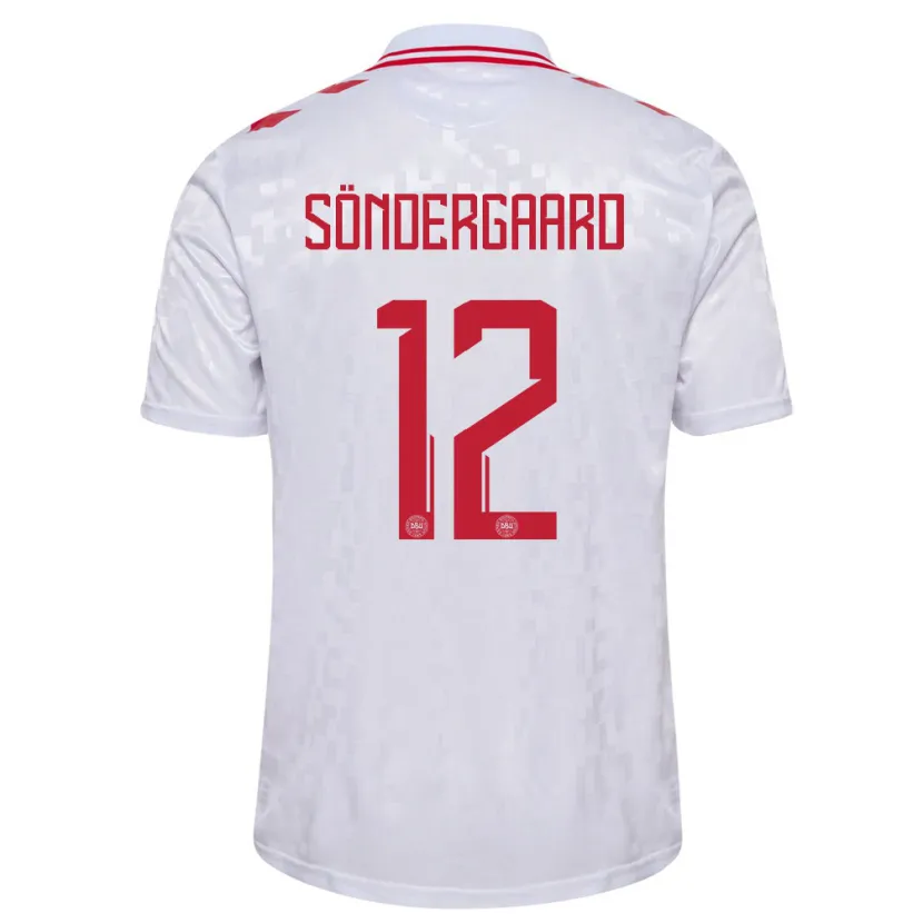 Danxen Mujer Camiseta Dinamarca Philip Söndergaard #12 Blanco 2ª Equipación 24-26 La Camisa