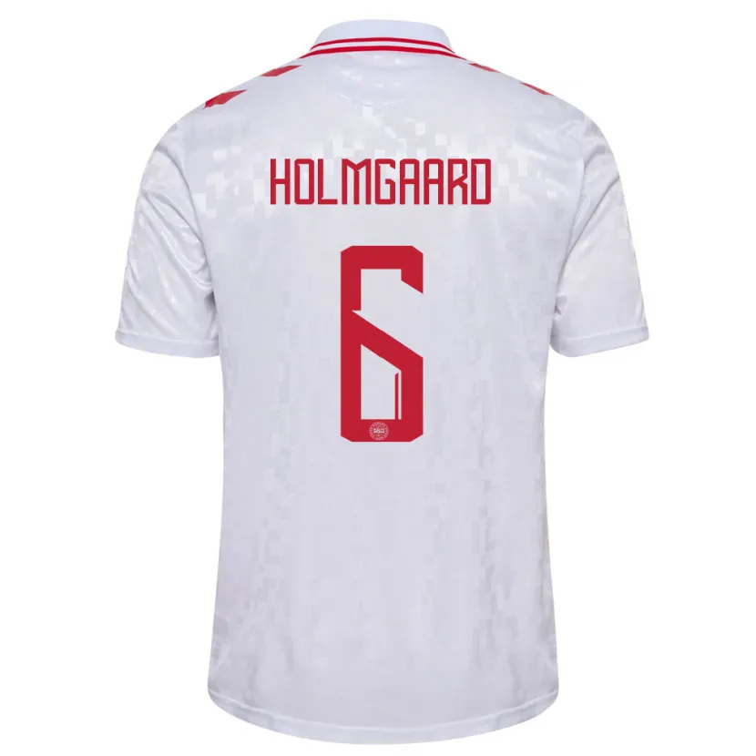 Danxen Mujer Camiseta Dinamarca Karen Holmgaard #6 Blanco 2ª Equipación 24-26 La Camisa