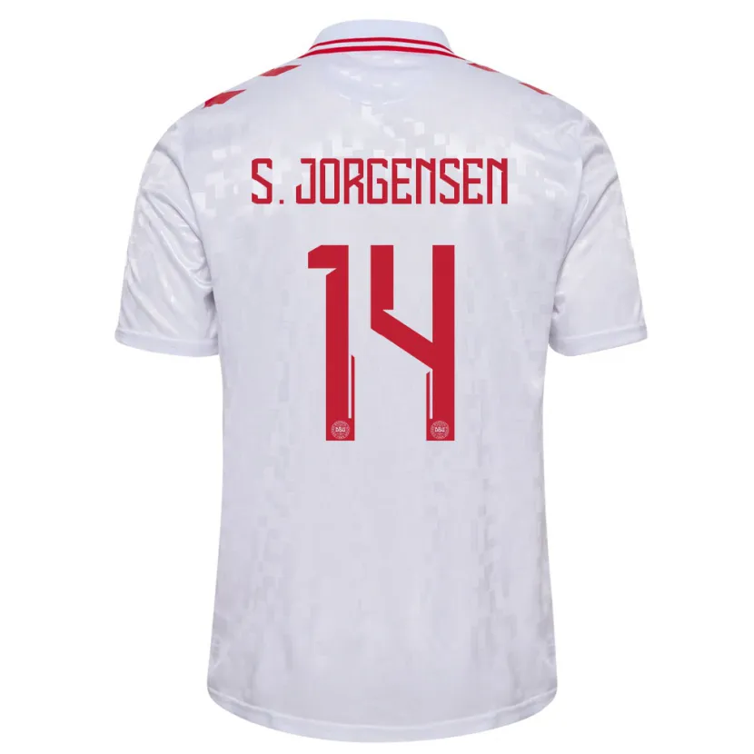 Danxen Mujer Camiseta Dinamarca Sebastian Jorgensen #14 Blanco 2ª Equipación 24-26 La Camisa