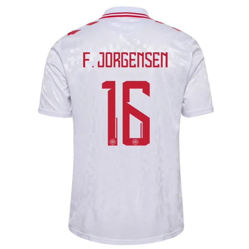 Danxen Mujer Camiseta Dinamarca Filip Jorgensen #16 Blanco 2ª Equipación 24-26 La Camisa
