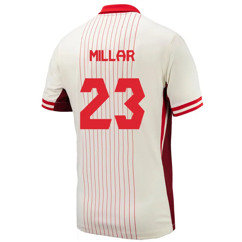 Danxen Mujer Camiseta Canadá Liam Millar #23 Blanco 2ª Equipación 24-26 La Camisa