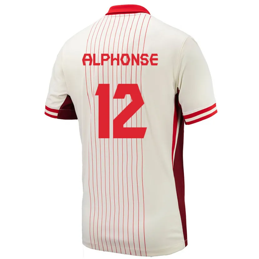 Danxen Mujer Camiseta Canadá Jefferson Alphonse #12 Blanco 2ª Equipación 24-26 La Camisa